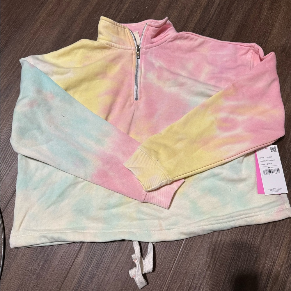 Colorful Tie-Dye Quarter-Zip Pullover